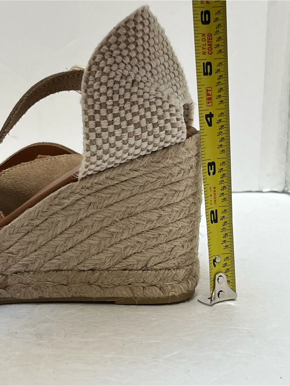 Dalson Spain Taupe Suede Peep Toe Espadrille Wedge Sandals Size 38 US 8
